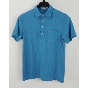 Criquet Players Shirt Men's Medium Short Sleeve Blue Premium Cotton Jersey Polo